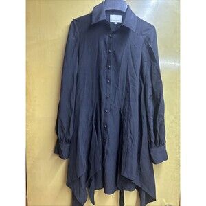 Women’s XS 100% Silk Gilner Farrar Black Long-Sleeved Tunic Shirt/Dress, NWT